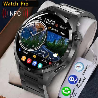 2024 New NFC Smart Watch For Men GPS Motion Trajectory 360*360 HD Screen AI Voice Wireless Call Smartwatch Sports Fitness Tracker Watch For Men Father's Day Gift