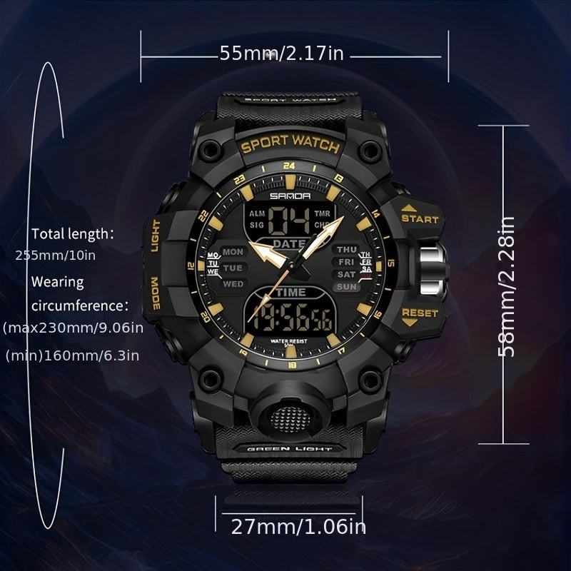 Stylish SANDA Waterproof Multi-Functional Watch for Men – Perfect for Outdoor Adventures