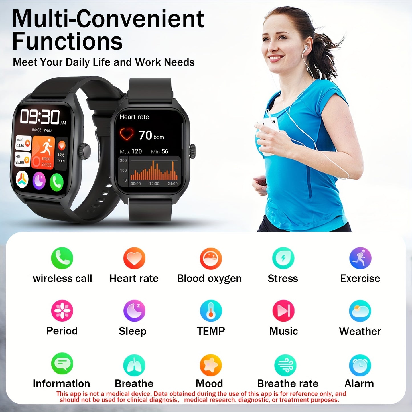 Ultra-Slim Smartwatch Pro - Body Temperature & Sleep Monitor, Wireless Call Answering, 100+ Sports Modes, SOS, Game, AI Voice, Calculator - Compatible with Android & iPhone, Fitness Activity Tracker for Men & Women