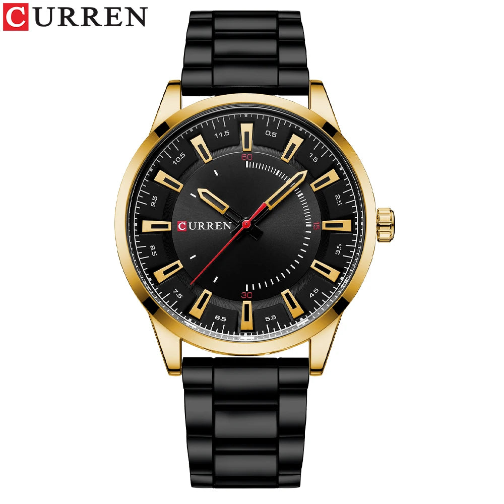 CURREN New Superior Brand Fashion Simple Style Men's Quartz Wristwatch Stainless Steel Band Casual Luxury Clock