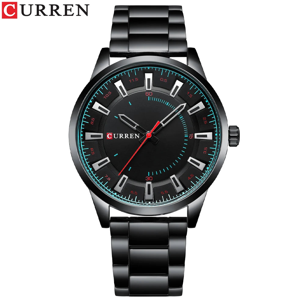 CURREN New Superior Brand Fashion Simple Style Men's Quartz Wristwatch Stainless Steel Band Casual Luxury Clock