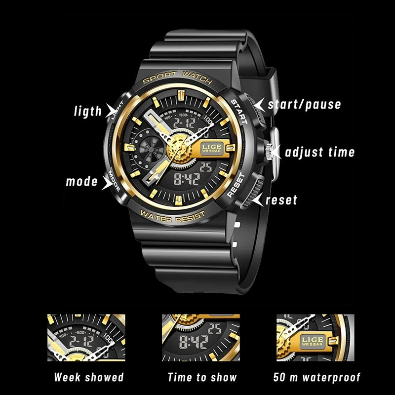 LIGE Military Kids Sport Watches 50M Waterproof