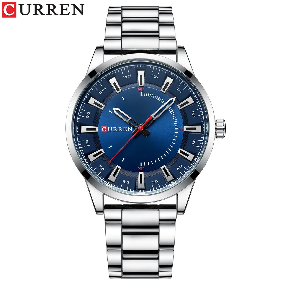 CURREN New Superior Brand Fashion Simple Style Men's Quartz Wristwatch Stainless Steel Band Casual Luxury Clock