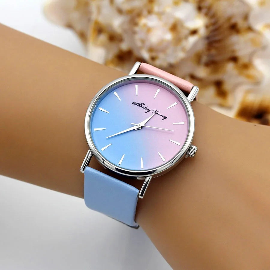 Ladies' Casual Gradient Ramp Watch - Luxury Women's Quartz Wristwatch