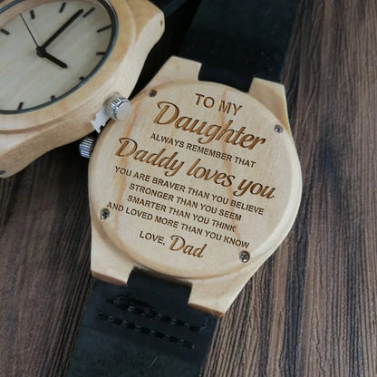 "To My Daughter" Engraved Wooden Watch: A Timeless Gift of Love