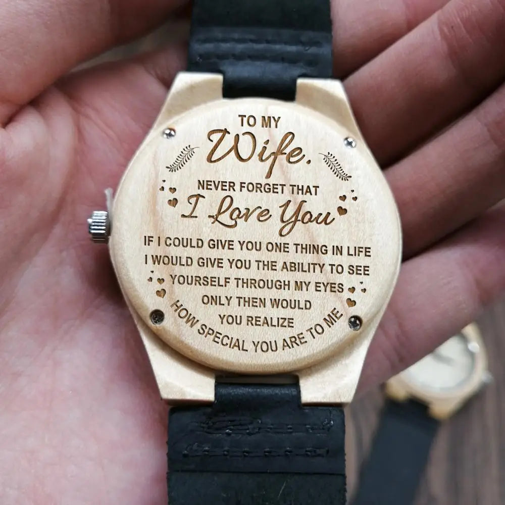 "To My Wife" Engraved Wooden Watch: A Timeless Expression of Love