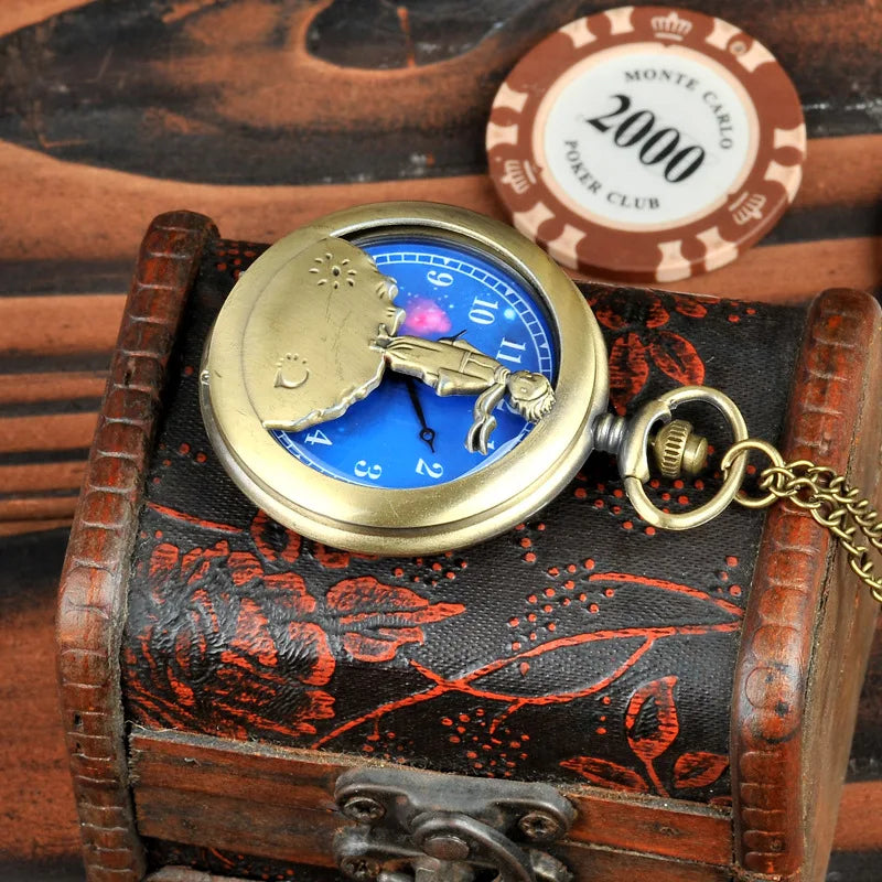 The Little Prince Planet Blue Bronze Vintage Quartz Pocket Watch: A Timeless Gift for Young Dreamers