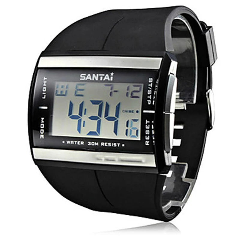 Waterproof Digital Sports Watch with Rubber Strap for Swimming and Diving