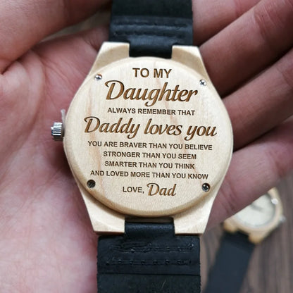 "To My Daughter" Engraved Wooden Watch: A Timeless Gift of Love