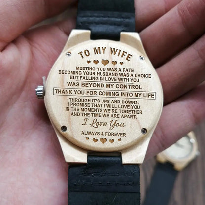 "To My Wife" Engraved Wooden Watch: A Timeless Expression of Love