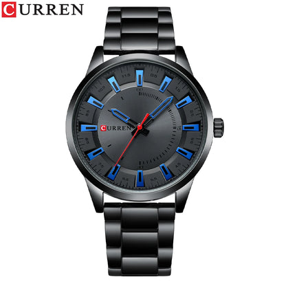 CURREN New Superior Brand Fashion Simple Style Men's Quartz Wristwatch Stainless Steel Band Casual Luxury Clock