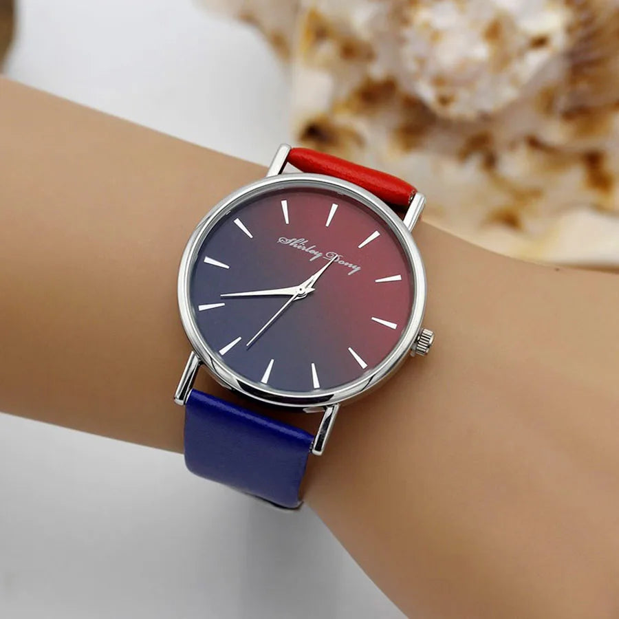 Ladies' Casual Gradient Ramp Watch - Luxury Women's Quartz Wristwatch