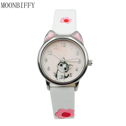 MOONBIFFY Cat Pattern Girls Watch