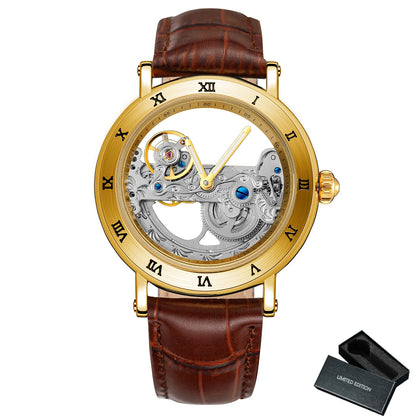 Vintage Mechanical Golden Bridge Skeleton Watch: Timeless Elegance and Precision Craftsmanship