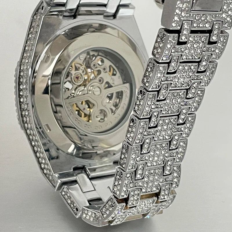 Men's Luxury Automatic Hip Hop Iced Diamond Waterproof Watch Man Reloj Hombre