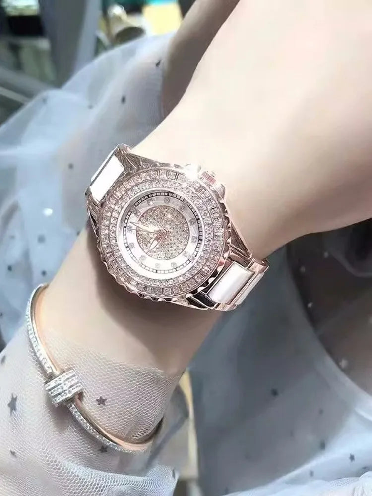 Women Ceramic Shiny Diamonds Watch, New Fashion Crystal Watches