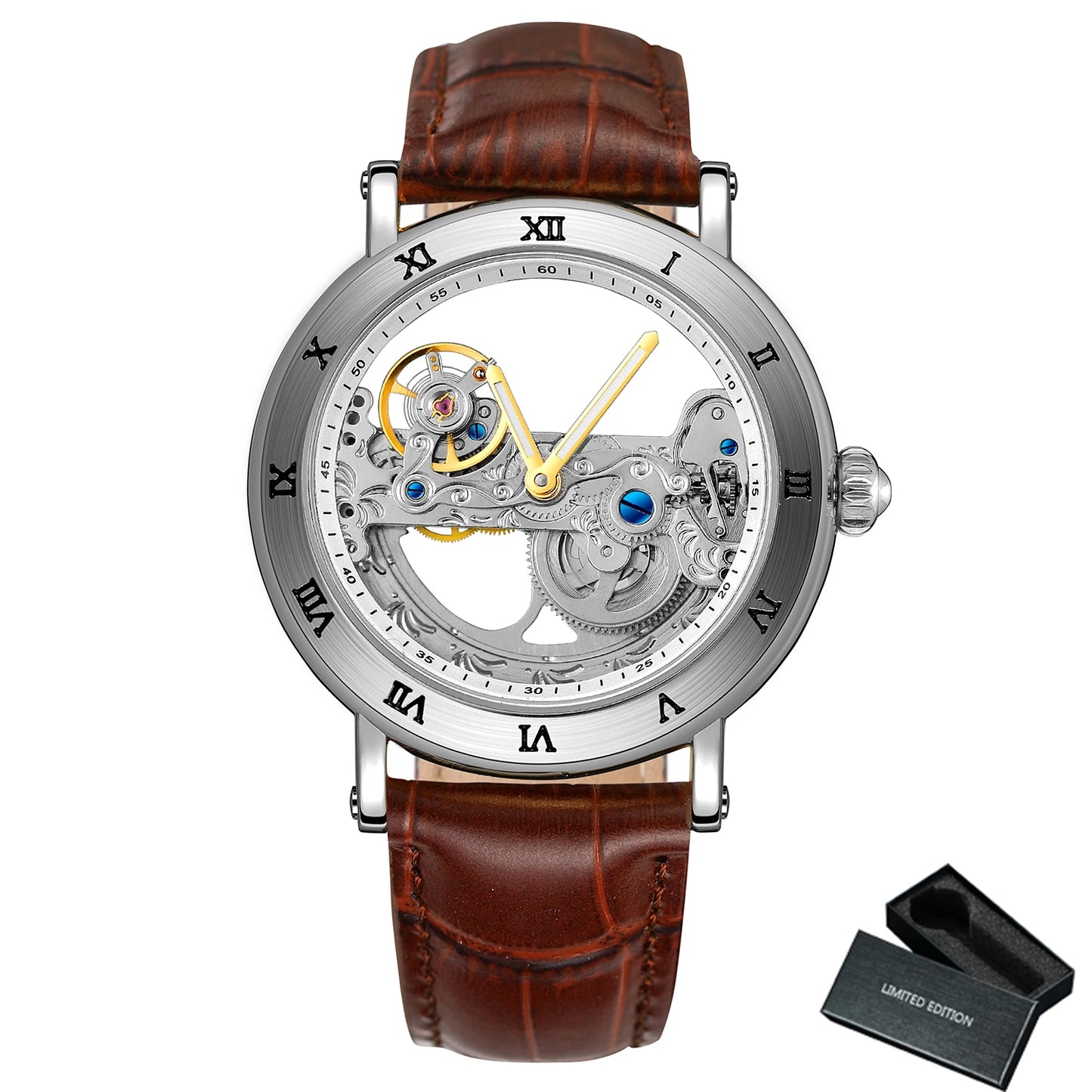 Vintage Mechanical Golden Bridge Skeleton Watch: Timeless Elegance and Precision Craftsmanship