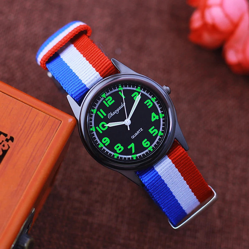 Chaoyada WristWatch Color Stripe Canvas Strap.