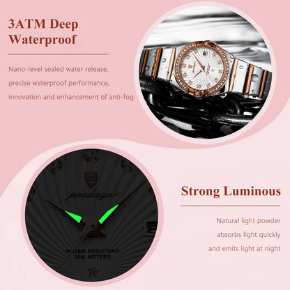 POEDAGAR Luxury Waterproof Women's Stainless Steel Quartz Watch