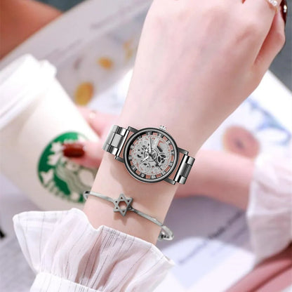 New Fashion Women's Hollow Skeleton Faux Mechanical Watch