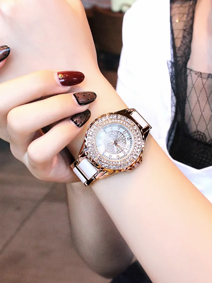 Women Ceramic Shiny Diamonds Watch, New Fashion Crystal Watches