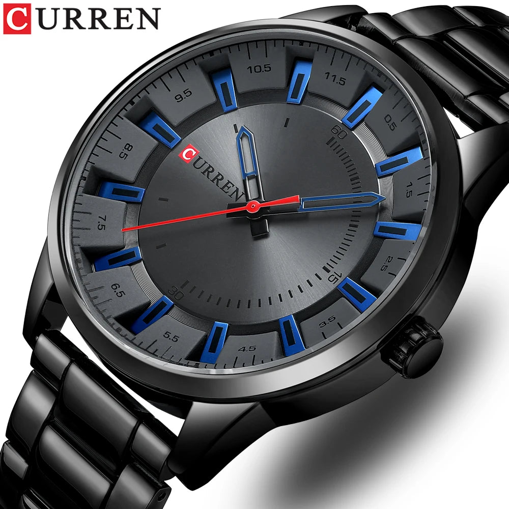 CURREN New Superior Brand Fashion Simple Style Men's Quartz Wristwatch Stainless Steel Band Casual Luxury Clock