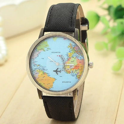 Fashion Global World Map Denim Watch: Style Meets Wanderlust