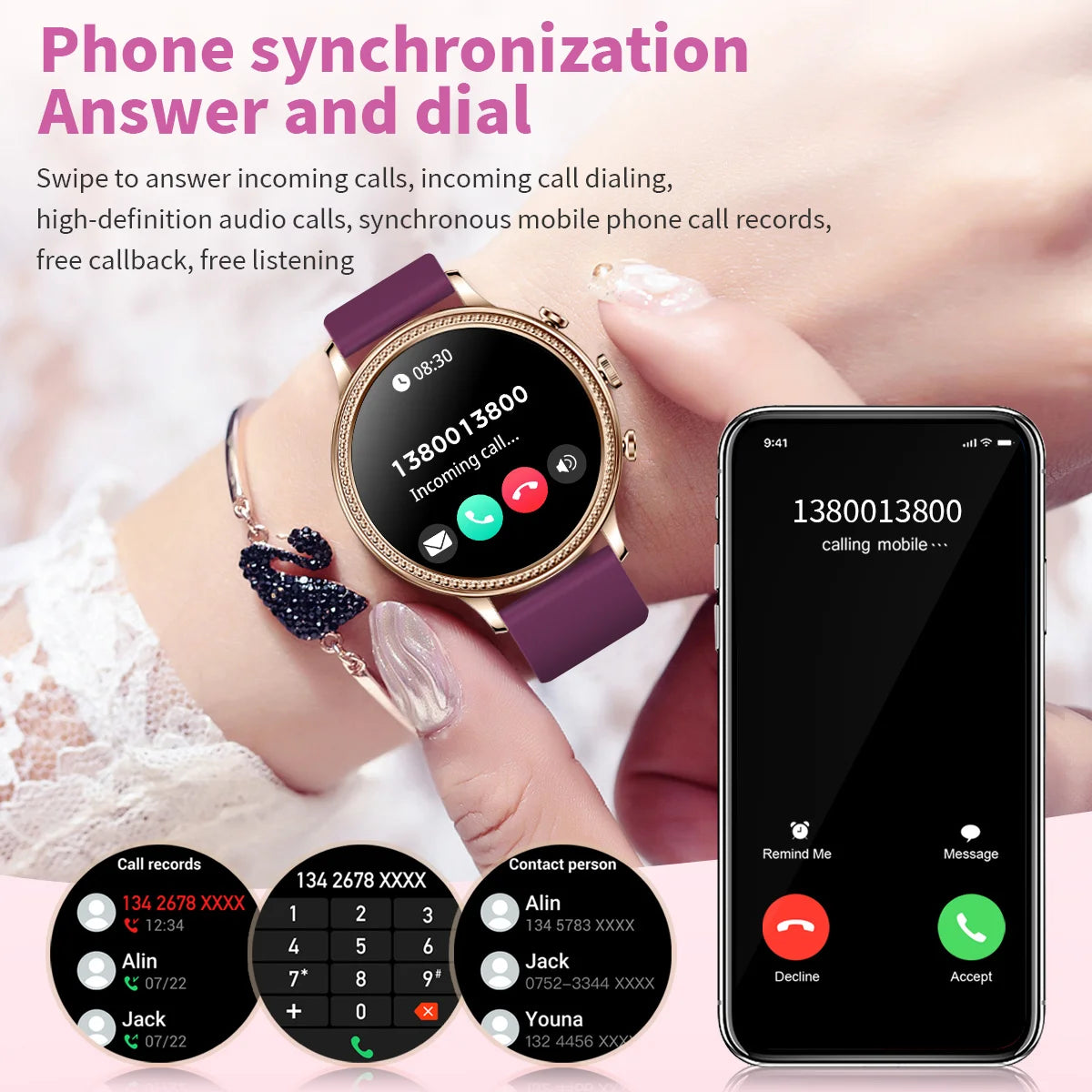 LIGE Luxury Smart Watches For Women - Bluetooth - Call Connected Phone - Health Monitor Sports