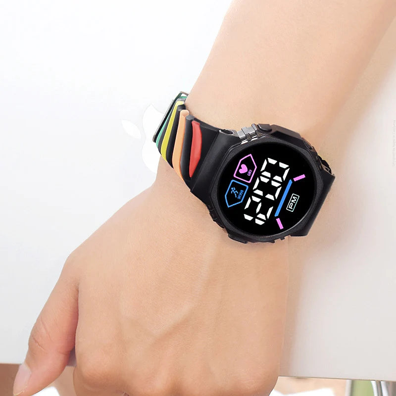 The magical Waterproof Silicone Rainbow Kids' Sports Electronic Watch!