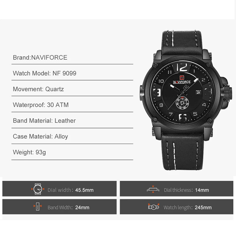NAVIFORCE 9099 Men’s Quartz Watch: Rugged Style Meets Reliable Performance