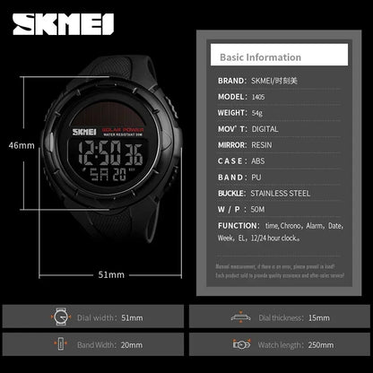 SKMEI 1405 Solar-Powered Men's Digital Sports Watch