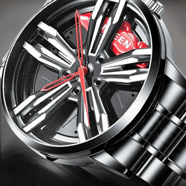 Men’s Racing Watch – Supercar Rim Design, Stainless Steel, Waterproof Alcom Distribution
