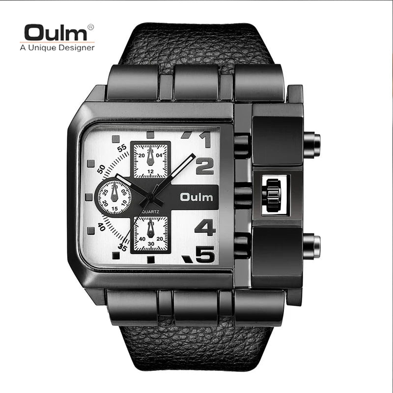 Oulm Rectangle Men’s Quartz Watch – Bold Design, Military-Grade Durability