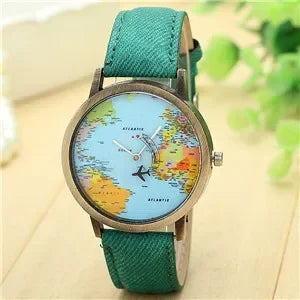 Fashion Global World Map Denim Watch: Style Meets Wanderlust