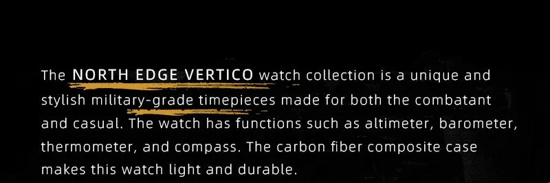 NORTH EDGE VERTICO Men's Digital Watch Carbon Fiber Case For Man Sports Running Swimming WR50M Watch Altimeter Barometer Compass