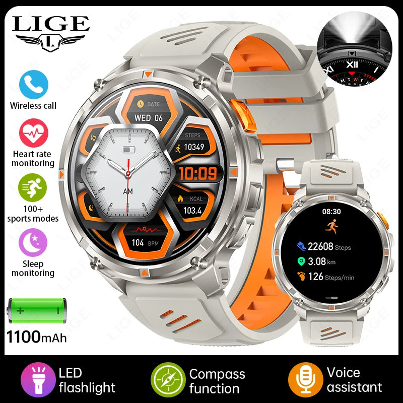 LIGE Outdoor Sport Tracker Smart Watch – 1100mAh, IP68, Long Battery