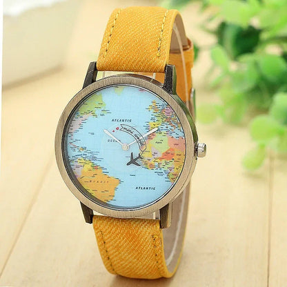 Fashion Global World Map Denim Watch: Style Meets Wanderlust