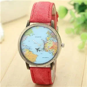 Fashion Global World Map Denim Watch: Style Meets Wanderlust