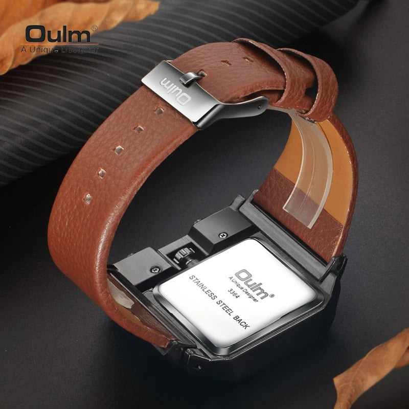 Oulm Rectangle Men’s Quartz Watch – Bold Design, Military-Grade Durability