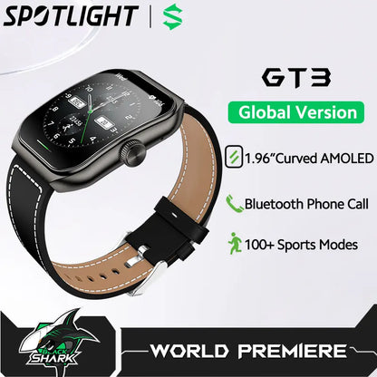 2024 Black Shark GT3 Smartwatch, Global Version, 1.96" Amoled Always On Display, Shark GPT, 10 Days Battery Life, 100+ Sport Model, IP68 Water Resistant, BT Calling