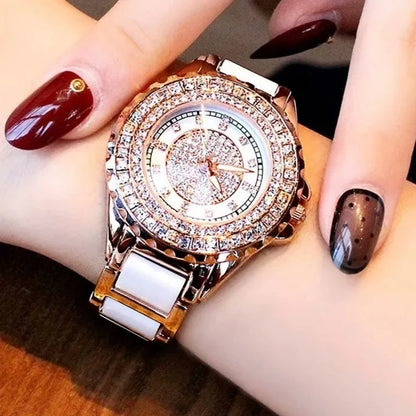 Women Ceramic Shiny Diamonds Watch, New Fashion Crystal Watches