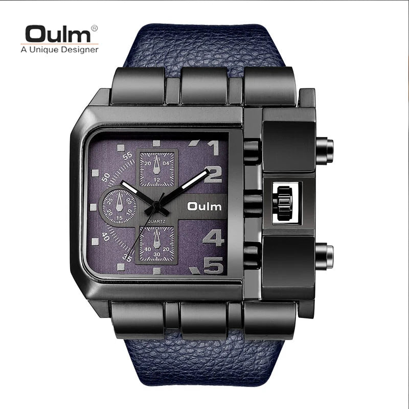 Oulm Rectangle Men’s Quartz Watch – Bold Design, Military-Grade Durability