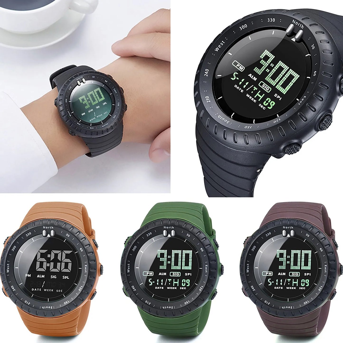 Unisex Digital Sport Watch with High-Quality LED Display