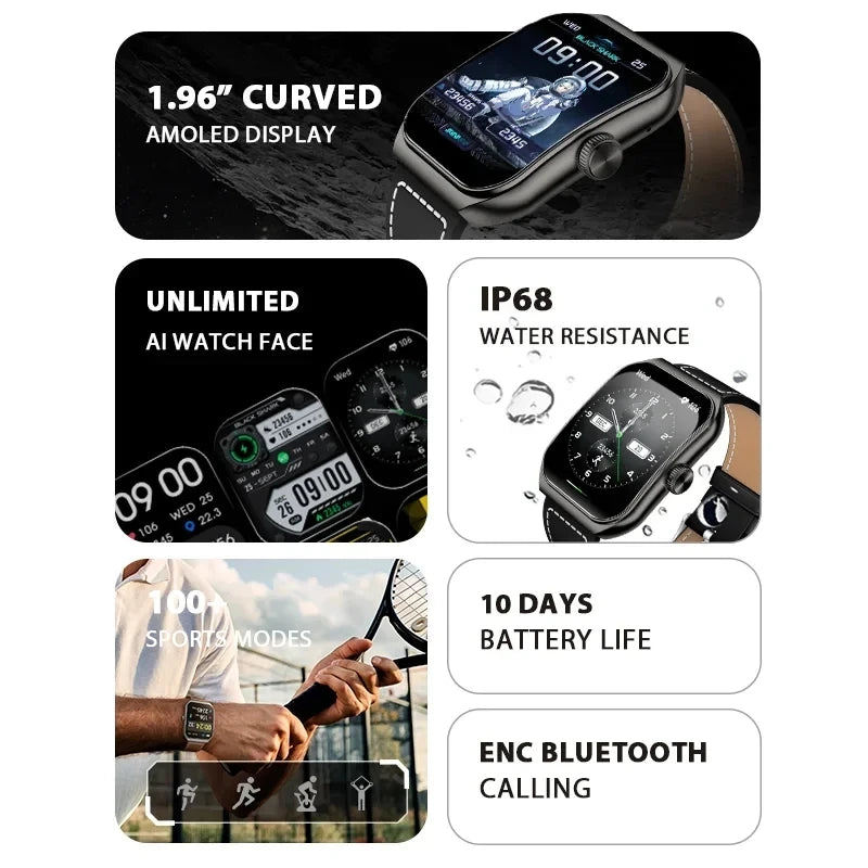 2024 Black Shark GT3 Smartwatch, Global Version, 1.96" Amoled Always On Display, Shark GPT, 10 Days Battery Life, 100+ Sport Model, IP68 Water Resistant, BT Calling