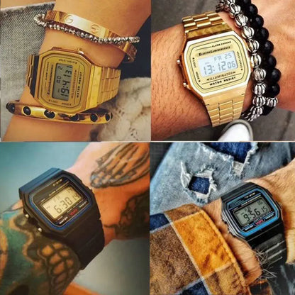 Luxurious Retro Digital Stainless Steel F91W Watch.