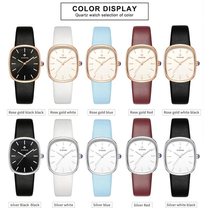 WWOOR 2024 Women's Fashion Leather Quartz Bracelet Watch - Luxury, Waterproof, and Stylish.