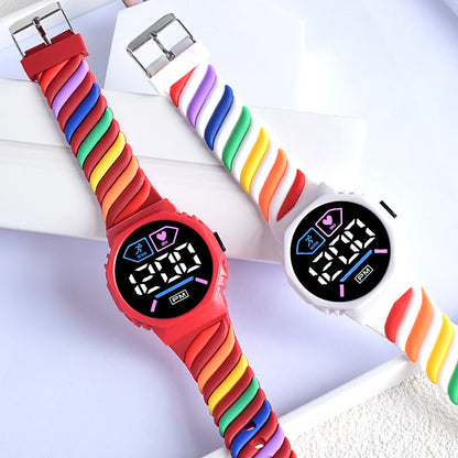 The magical Waterproof Silicone Rainbow Kids' Sports Electronic Watch!