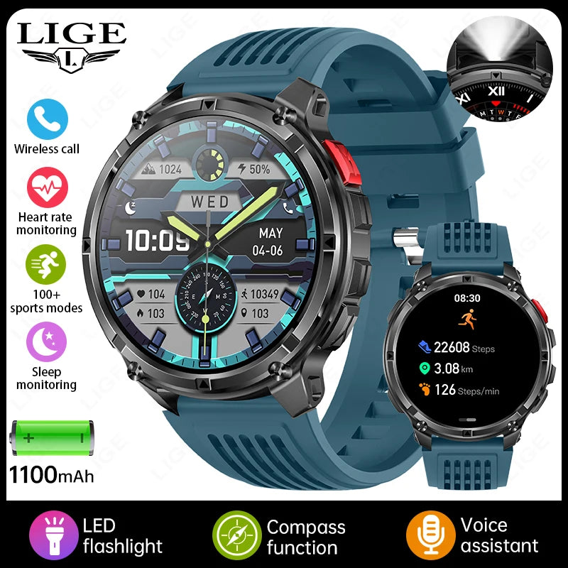 LIGE Outdoor Sport Tracker Smart Watch – 1100mAh, IP68, Long Battery