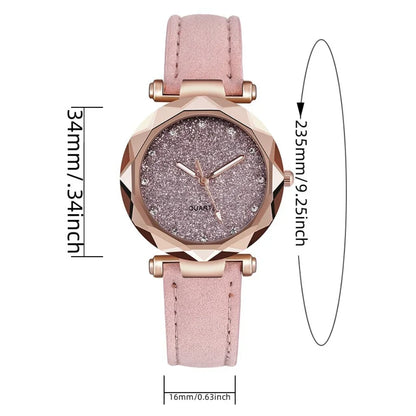 Silver Pink Rhinestone Star Sky Women's Watch