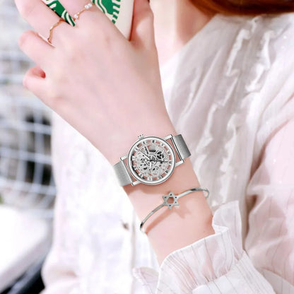 New Fashion Women's Hollow Skeleton Faux Mechanical Watch